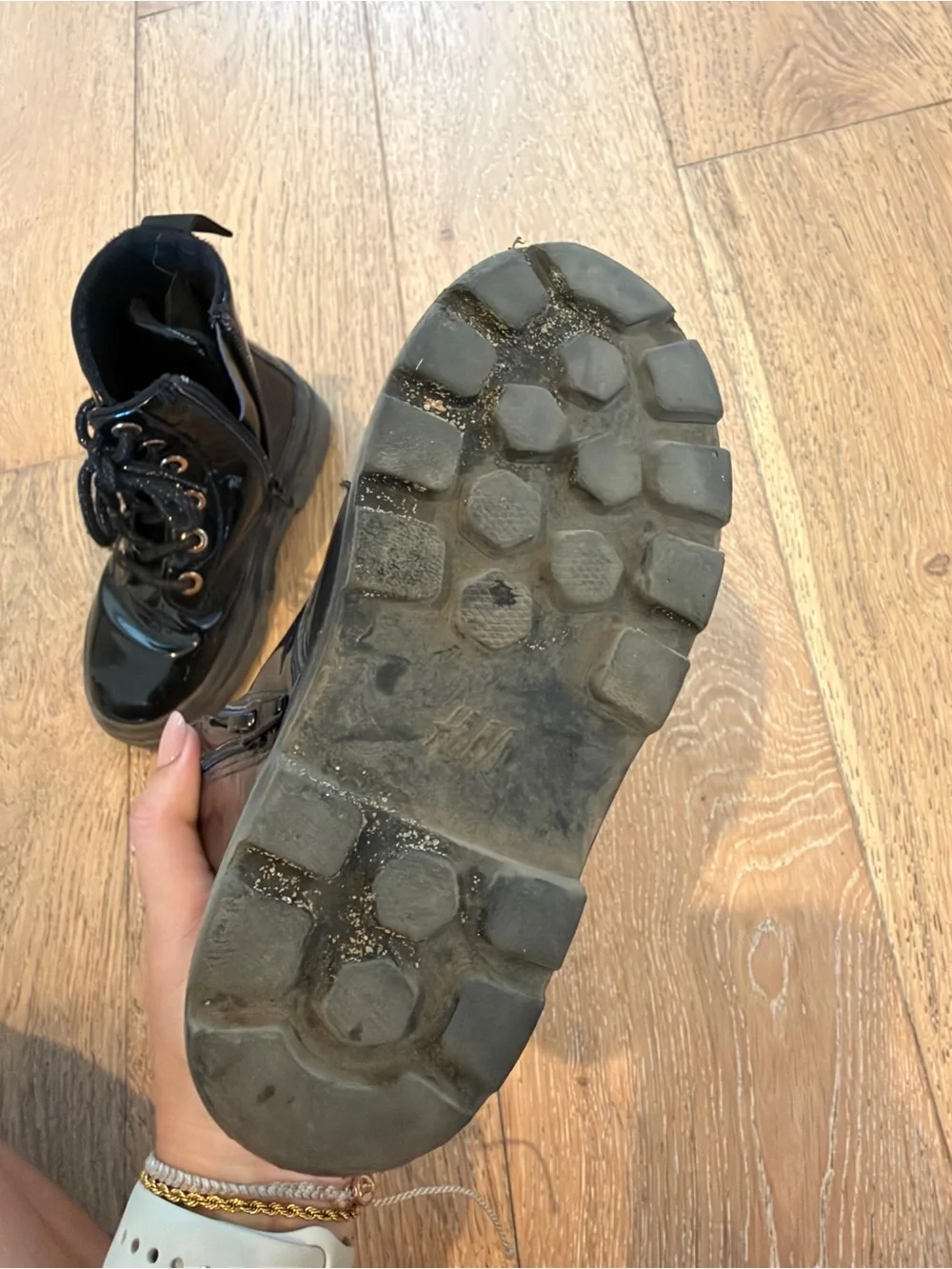 Kids Black Lace-Up Ankle Boots